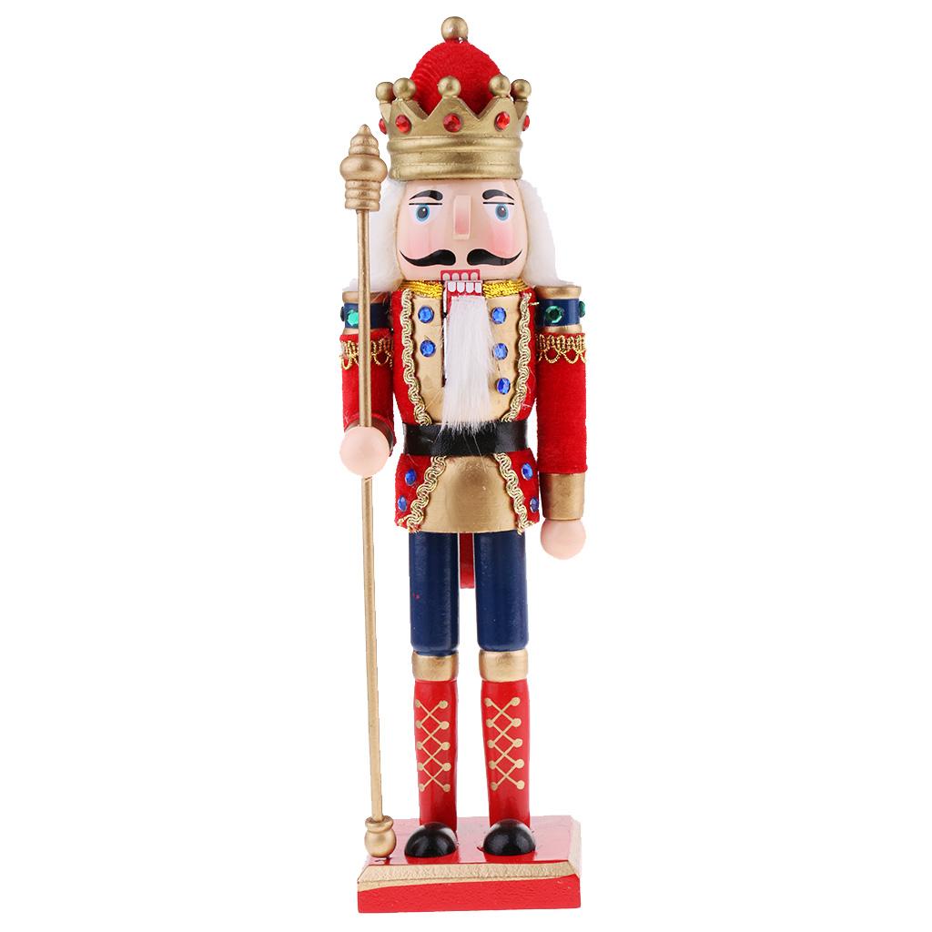 Nutcracker Figurine - โมเดลทหารนัทแครกเกอร์ไม้เพ้นท์มือพร้อมฐานสี่เหลี่ยม ของตกแต่งบ้านสำหรับเทศกาลสำหรับเด็ก