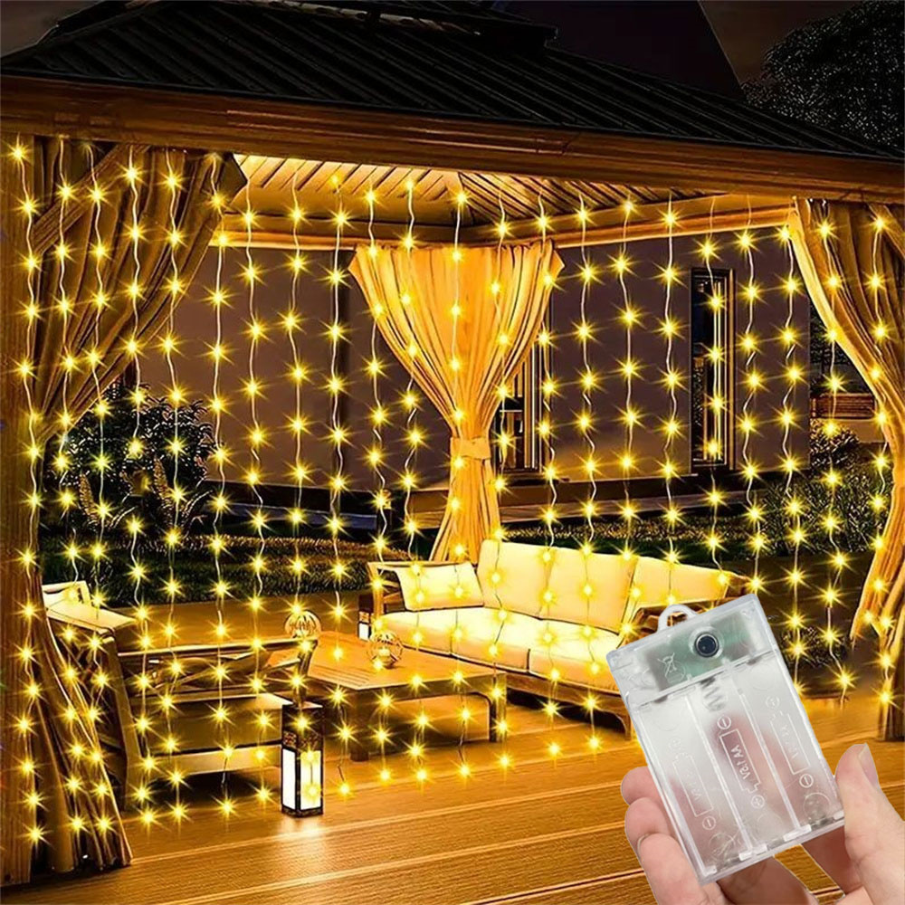 Led Fairy String Lights - ของตกแต่งบ้านคริสต์มาส 2026 ไฟประดับ LED แบบม่าน ใช้แบตเตอรี่