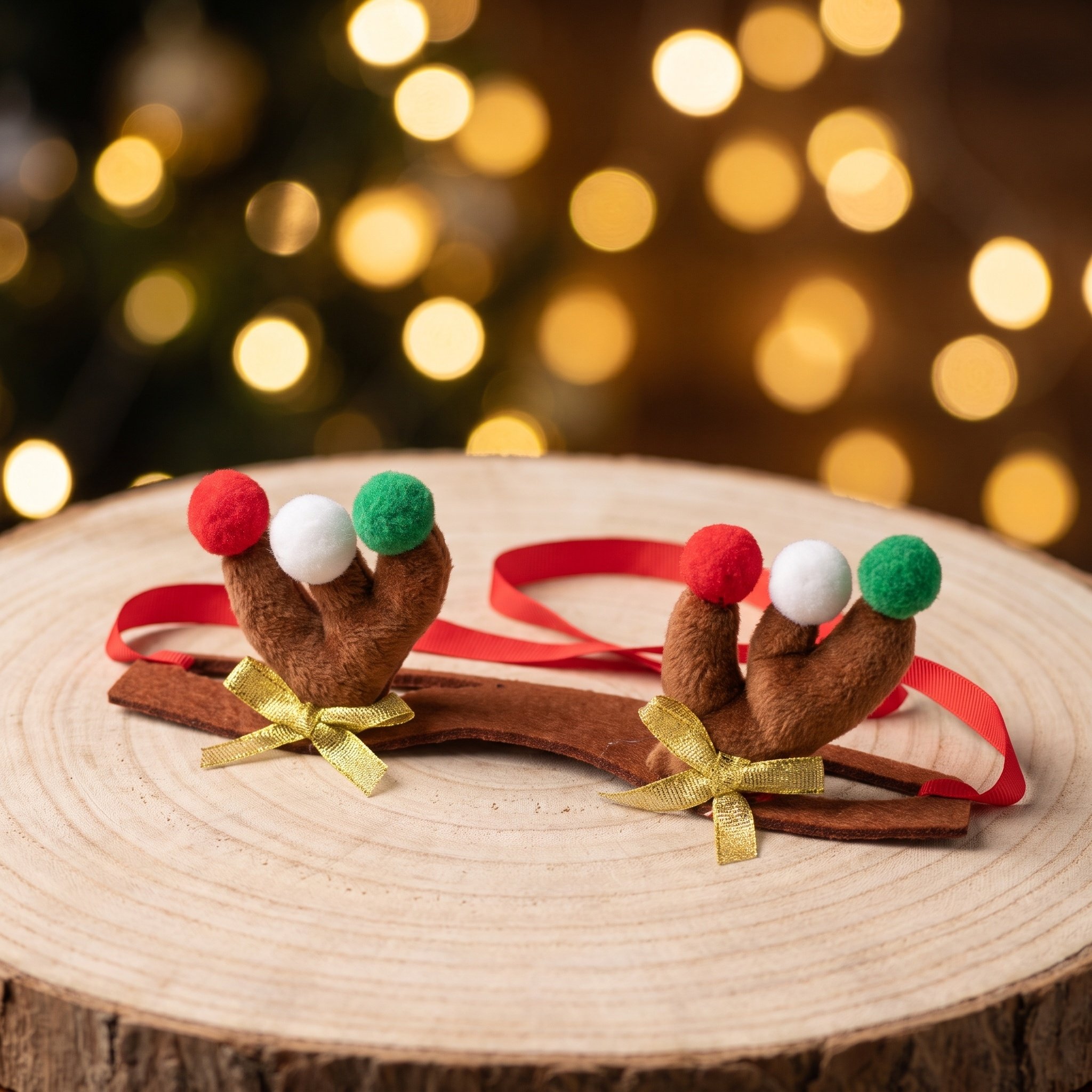 Reindeer Antlers Headband - ที่คาดผมเขากวางเรนเดียร์สำหรับสุนัข ของตกแต่งผมคริสต์มาสแบบขนนุ่ม