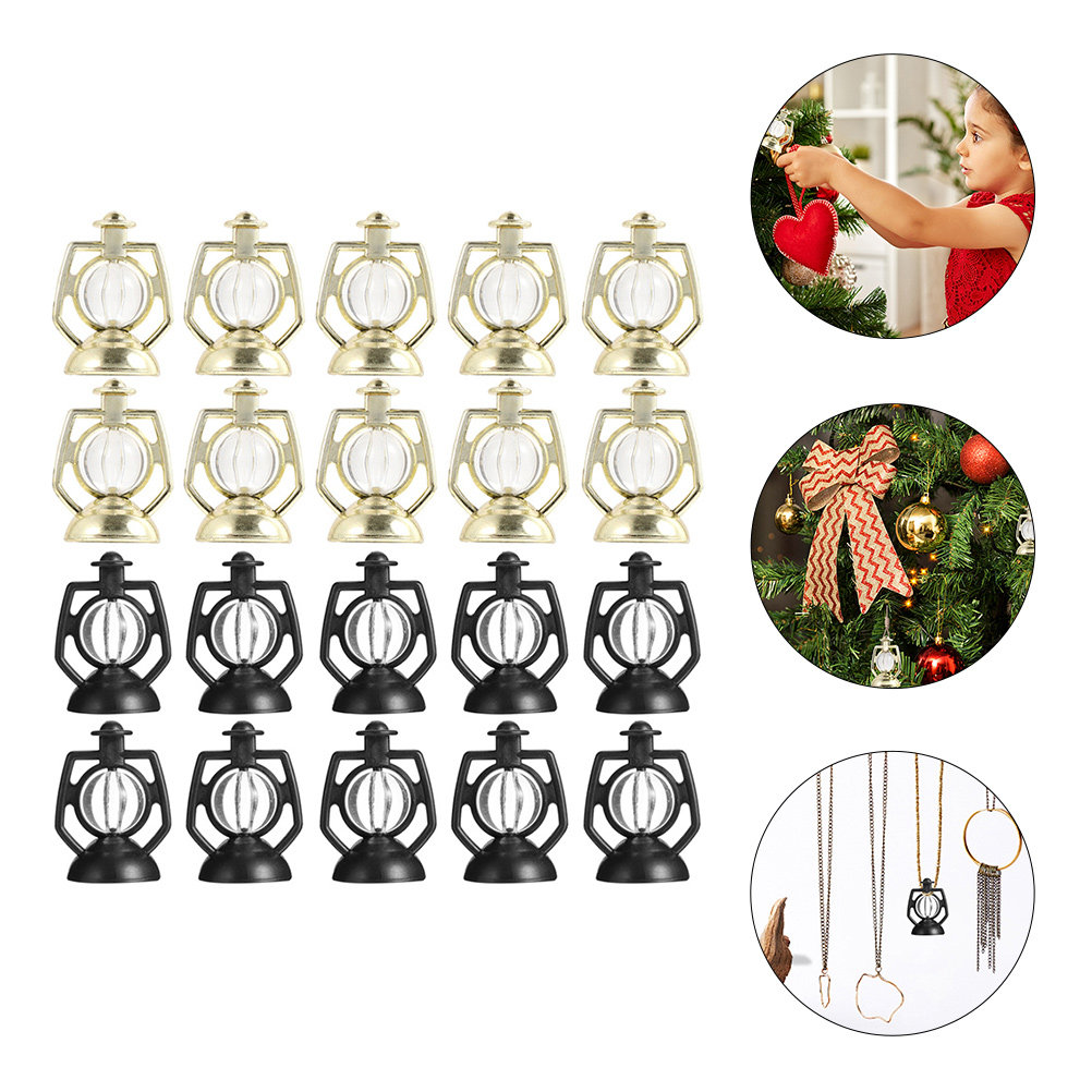 Christmas Tree Artificial - 40 ชิ้น โคมไฟน้ำมันปลอมสไตล์วินเทจ ของตกแต่งต้นคริสต์มาส โคมไฟน้ำมันแขวนประดิษฐ์ โคมไฟจำลองสำหรับตกแต่งคริสต์มาส