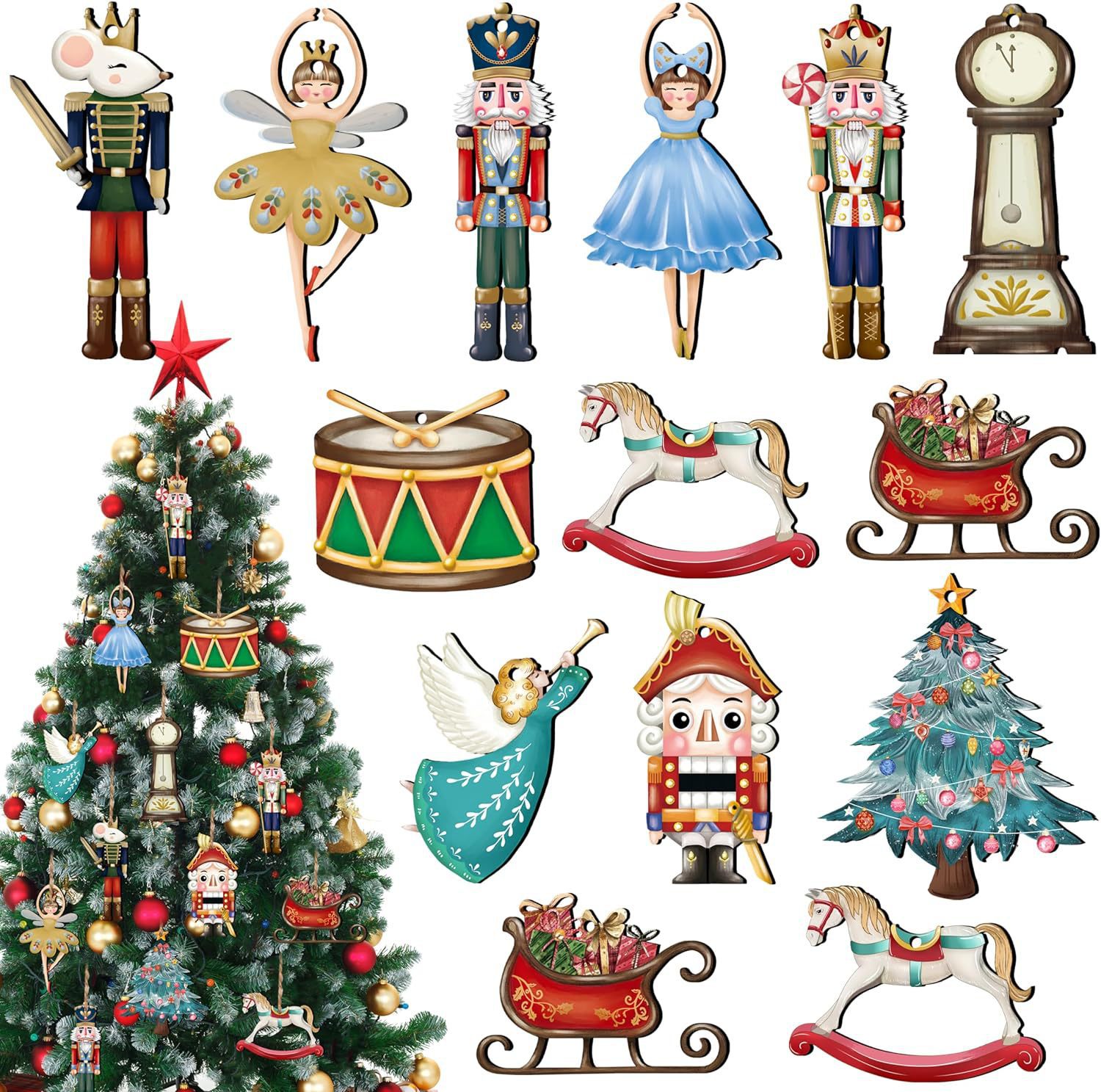 12 ชิ้น/เซ็ตไม้ Nutcracker หุ่ - Nutcracker Figurine บทวิจารณ์และราคา